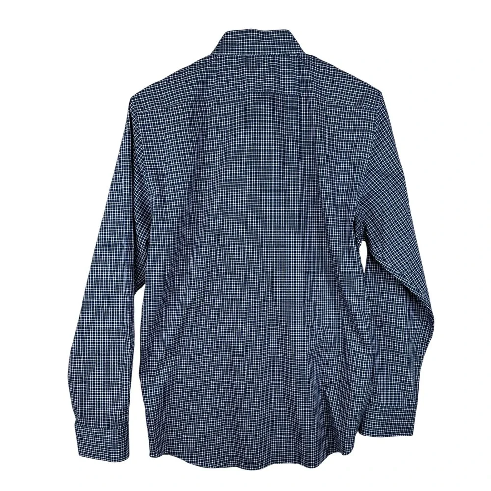 Banana Republic Non‎ Iron Plaid Cotton Button Down size Medium Blue